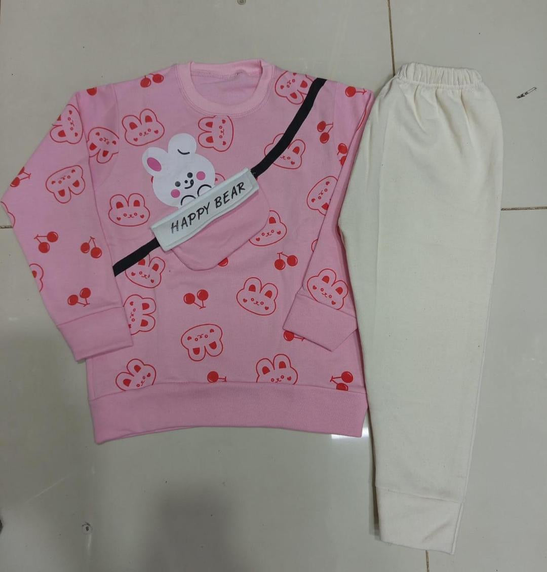 Cozy Fleece Printed Tracksuit for Boys & Girls 2 Pcs set