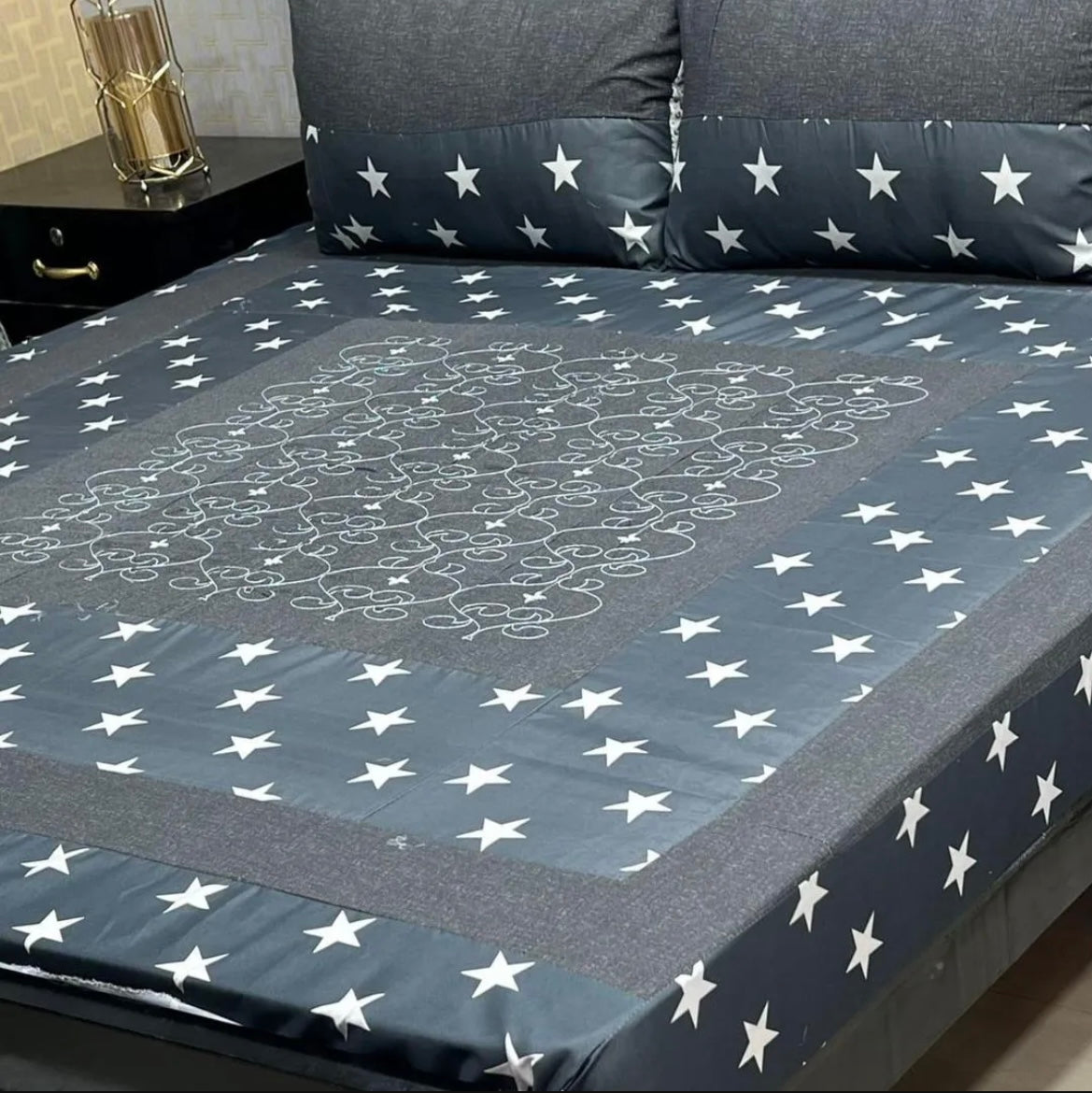 3 pcs cotton sotton patchwork double bedsheet